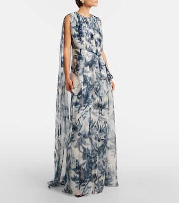 Caped silk gown | Oscar de la Renta