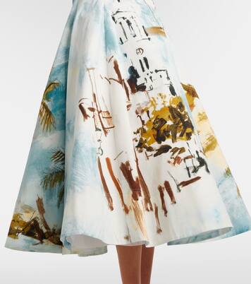 Printed cotton-blend poplin midi dress | Oscar de la Renta