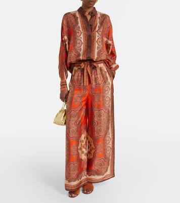 Mahon paisley silk palazzo pants | Zimmermann