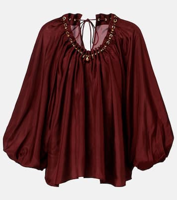 Aster asymmetric beaded silk habotai blouse | Zimmermann