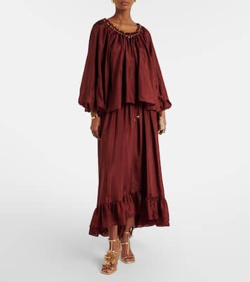 Aster asymmetric beaded silk habotai blouse | Zimmermann