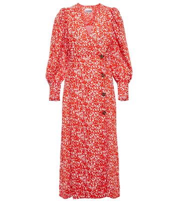 Bedrucktes Midikleid aus Crêpe | Ganni