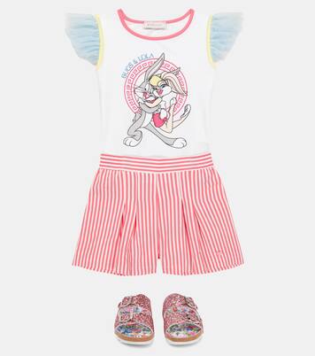 Printed cotton-blend jersey T-shirt | Monnalisa