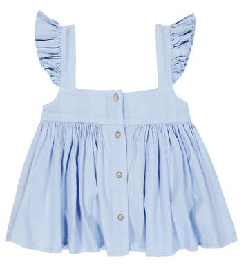 Sky ruffled cotton poplin top | Morley