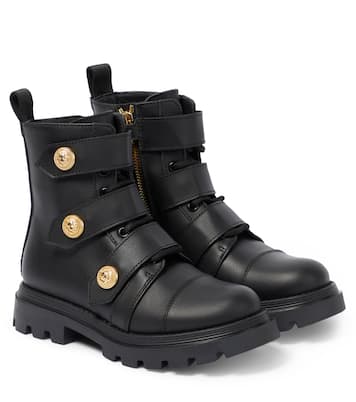 Embellished leather boots | Balmain Kids