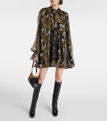 Floral silk crepon minidress | Etro
