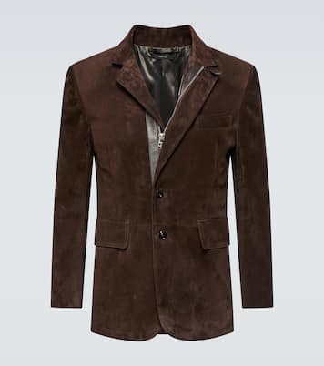 Leather-trimmed suede blazer | Tom Ford
