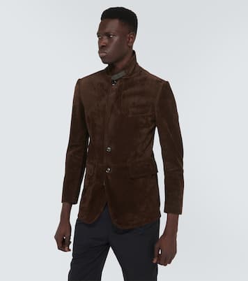Leather-trimmed suede blazer | Tom Ford