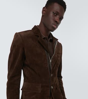 Leather-trimmed suede blazer | Tom Ford