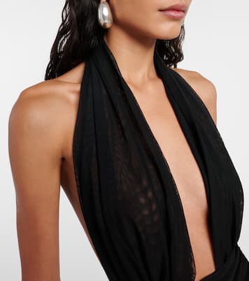 Ruffled halterneck chiffon minidress | Norma Kamali