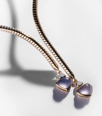 Collier Trisolina en or 18 ct, calcédoine bleue et diamants | Marina B