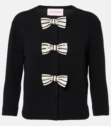 Bow-detail virgin wool cardigan | Valentino