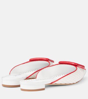 Maysale leather-trimmed raffia mules | Manolo Blahnik