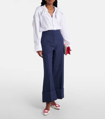 Maysale leather-trimmed raffia mules | Manolo Blahnik