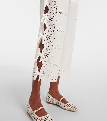 Pantalon ample brodé en lin et coton | Self-Portrait