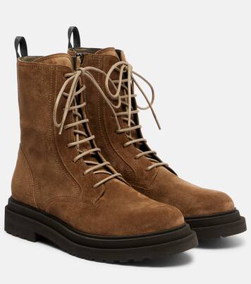 Suede combat boots | Brunello Cucinelli