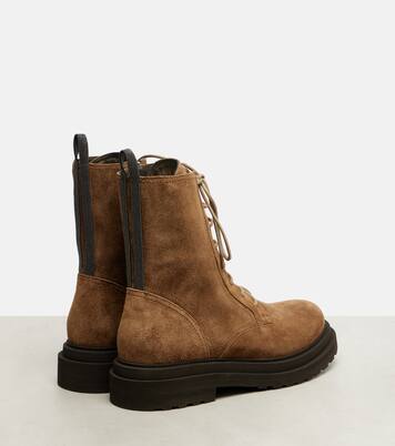 Suede combat boots | Brunello Cucinelli