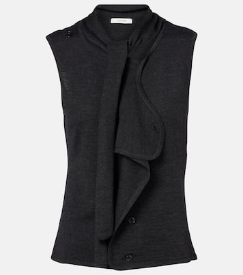 Asymmetric wool-blend tie-neck vest | Lemaire