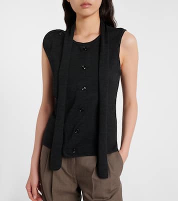 Asymmetric wool-blend tie-neck vest | Lemaire