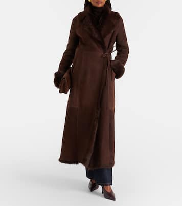 Mantel Joni aus Veloursleder mit Shearling | Nour Hammour