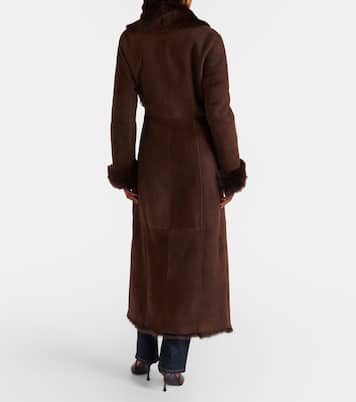 Mantel Joni aus Veloursleder mit Shearling | Nour Hammour