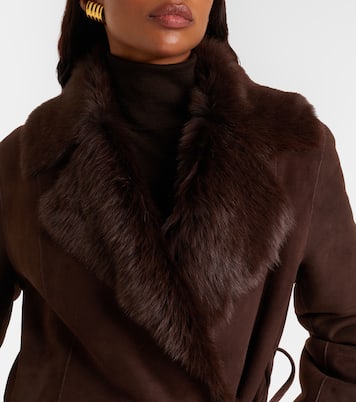 Mantel Joni aus Veloursleder mit Shearling | Nour Hammour