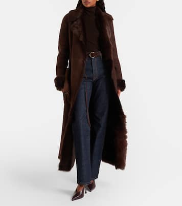 Mantel Joni aus Veloursleder mit Shearling | Nour Hammour