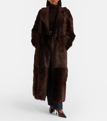 Mantel Joni aus Veloursleder mit Shearling | Nour Hammour