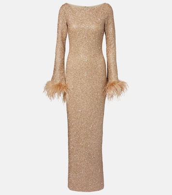 Mae embellished feather-trimmed gown | Clio Peppiatt