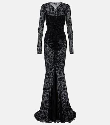 Ruched lace gown  | Norma Kamali