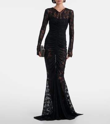 Ruched lace gown  | Norma Kamali