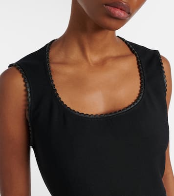 Midikleid aus Wolle mit Leder | Alaïa