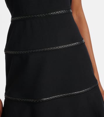 Midikleid aus Wolle mit Leder | Alaïa