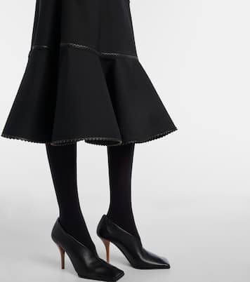 Midikleid aus Wolle mit Leder | Alaïa