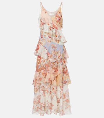 Robe longue Awaken en coton et soie à fleurs | Zimmermann