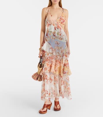 Robe longue Awaken en coton et soie à fleurs | Zimmermann