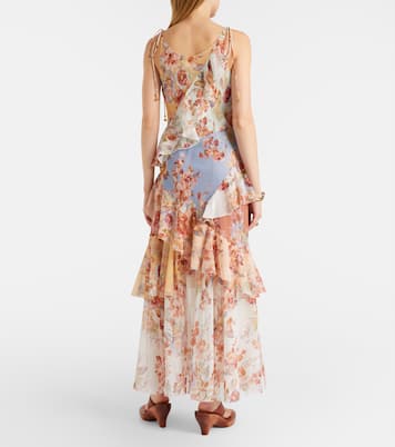 Robe longue Awaken en coton et soie à fleurs | Zimmermann