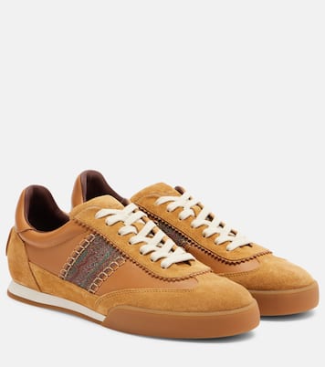 Pegaso suede-trimmed leather sneakers | Etro