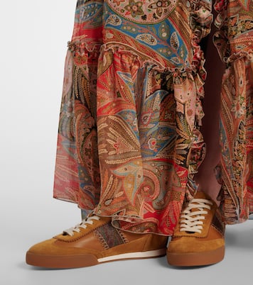 Pegaso suede-trimmed leather sneakers | Etro