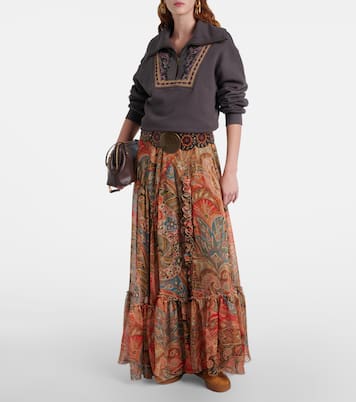 Pegaso suede-trimmed leather sneakers | Etro