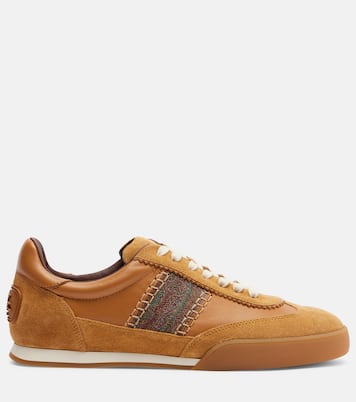Pegaso suede-trimmed leather sneakers | Etro