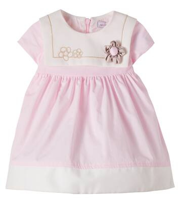 Baby floral-appliqué cotton poplin dress  | Monnalisa