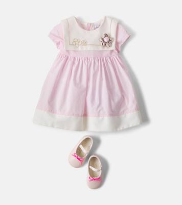 Baby floral-appliqué cotton poplin dress  | Monnalisa