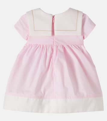Baby floral-appliqué cotton poplin dress  | Monnalisa