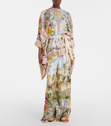 Printed silk wide-leg pants | Camilla