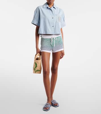 Paula's Ibiza striped cotton-blend shorts | Loewe
