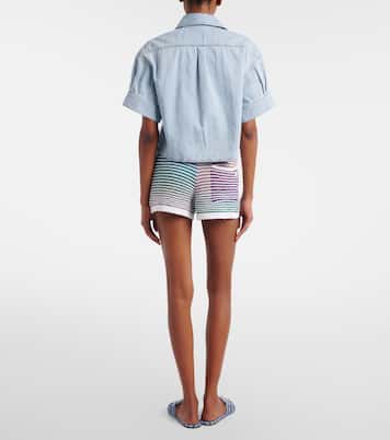 Paula's Ibiza striped cotton-blend shorts | Loewe