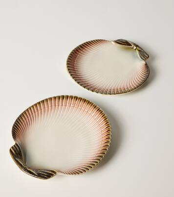 Oyster & Scallops set of 4 ceramic dessert plates | Bordallo Pinheiro