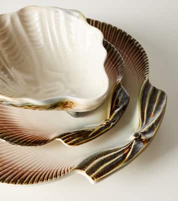Oyster & Scallops set of 4 ceramic dessert plates | Bordallo Pinheiro