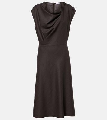 Draped wool-blend midi dress | Brunello Cucinelli